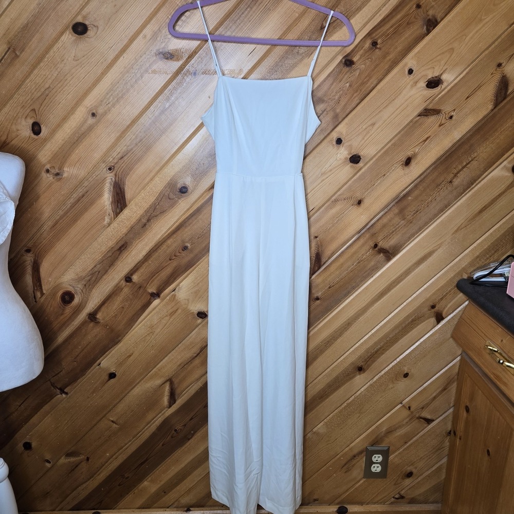 Nine West White Wide Leg‎ Jumpsuit Sleeveless Lined Pockets Belt Bridal Small